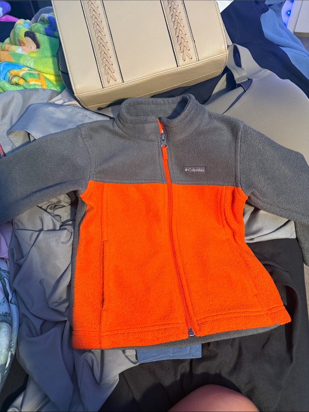 Columbia Kids Orange and Gray Full-Zip Fleece Jacket